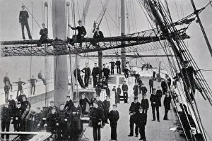 River Mersey Prints: Training Ship HMS Conway Print - Boys on Upper Deck 1898
