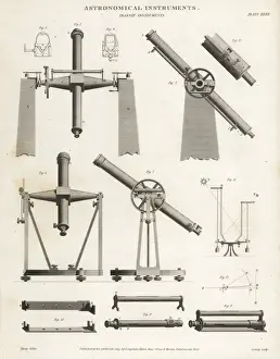 Historical Astronomy Tools Prints: Transit instruments for moving astronomical instruments