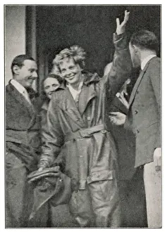 Prints of Amelia Earhart at Hanworth after the first womans Atlantic flight W-E Pioneer Prints: Amelia Earhart Print - Hanworth After Atlantic Flight