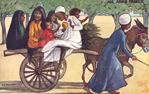 Egyptian Family Travel by Donkey Print circa 1908