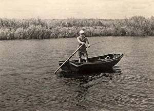 Trawling for pike, Norfolk Broads, 1930s Trawling for pike, Norfolk Broads, 1930s
