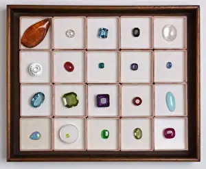Geology Specimens Prints: Tray of Precious Gemstone