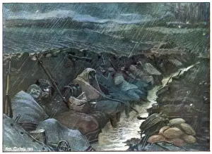 World War I Trenches Prints: Trenches under Rain
