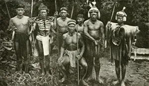 Tribal chief and his bodyguards, Borneo, SE Asia Tribal chief and his bodyguards, Borneo, SE Asia