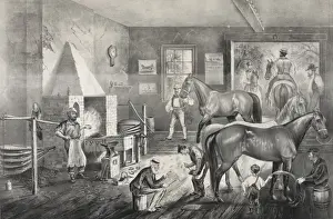 Trotting Cracks at the Forge Print, c1869