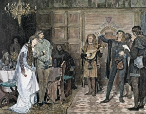 Troubadours singing and reciting a poem Troubadours singing and reciting a poem
