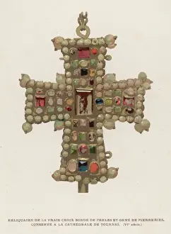 Print of Part of the True Cross, ornamented with pearls and precious stones