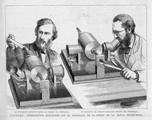 Royal Institution London Prints: Trying the Phonograph