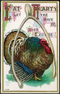 Thanksgiving Prints: Turkey and Wishbone Print: Hearty Indulgence Invitation