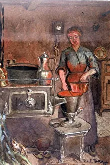 Typical French kitchen stove, with Hortense Delacroix, WW1 Typical French kitchen stove, with Hortense Delacroix, WW1