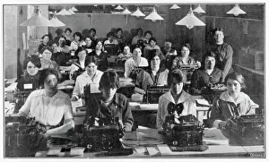 Vintage Office Scene Prints: Typing Pool