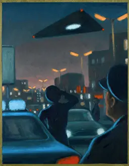 Prints of Triangle-shaped UFO observed by many over the outskirts of Brussels Belgium Prints: Belgian Wave Triangle UFO Print