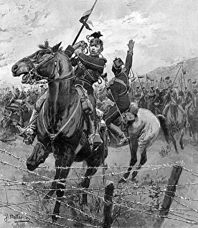 Uhlans at Liege Print, 6 August 1914