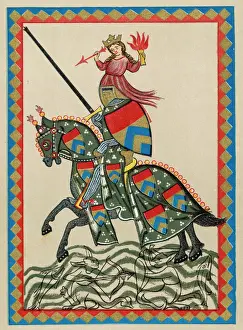 Prints of Ulrich von Liechtenstein, German nobleman, knight, politician and Minnesinger (writer and performer of love songs) Liechtenstein Prints: Ulrich von Liechtenstein Print