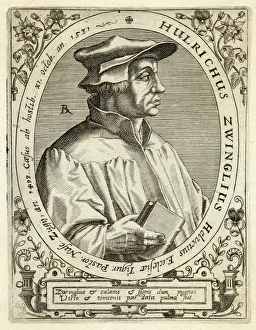 Martin Luther Prints: Ulrich Zwingli Print, 1484-1531 Swiss Reformer