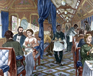 Union Pacific Company. First-class dining car. USA Union Pacific Company. First-class dining car. USA