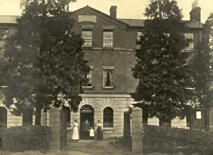 Prints of The Market Harborough Union workhouse. The inscription on the pediment reads HARBOROUGH UNION WORKHOUSE 1836 Leicestershire Prints: Market Harborough Union Workhouse Print, 1836