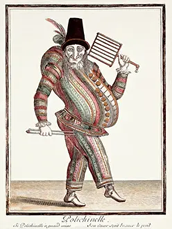 Prints of Pulcinella, character from the Commedia dell Arte. Xylography Avon Prints: Royal Pulcinella in Stratford-Upon-Avon Xylography Print