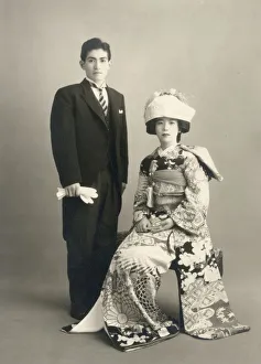 Upper Class Japanese Couple - Wedding Photograph Upper Class Japanese Couple - Wedding Photograph