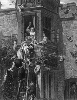17th Century Upper Class Pranks Print: Manor House Mischief