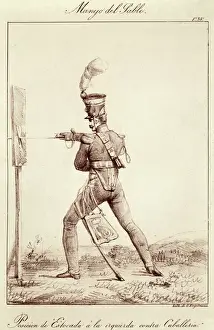 Madrid National Library Art Prints: Use of sabre. Estocade position on the left against