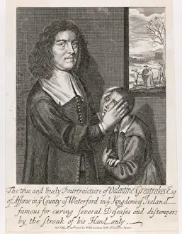 Alternative Medicine Prints: Valentine Greatrakes Print, Engraving of Irish Healer