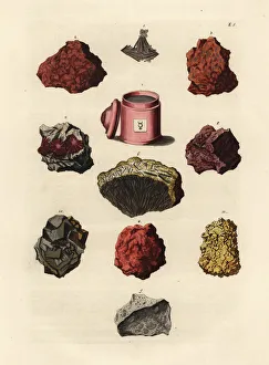 Varieties of minerals and resins including Varieties of minerals and resins including