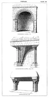 Historical Building Designs Prints: Various Fireplaces