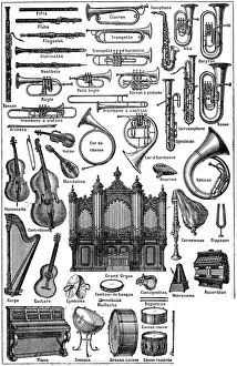 Baroque Prints: Various Musical Instruments Print by Unknown Artist