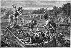 Prints of Carrier is the most ruthless of revolutionary commanders : at Nantes he orders royalist prisoners to be thrown into the river - les noyades (drownings) de la Loire Vendee Prints: Vendee Noyades Carrier Print
