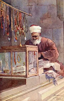 Vendor of Turkish chaplets in a Bazaar Vendor of Turkish chaplets in a Bazaar