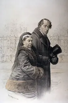 Queen Victoria Print with Disraeli at Hughenden Manor