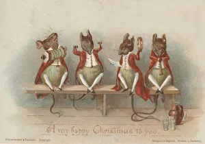 Victorian Greeting Card - Mice Musicians Victorian Greeting Card - Mice Musicians