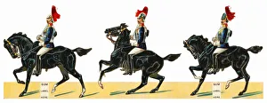 Victorian Scrap, Three cavalrymen on horseback Victorian Scrap, Three cavalrymen on horseback