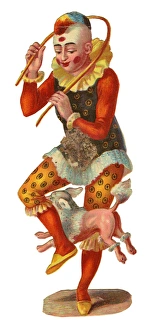 Victorian Scrap, Circus Clown and dog Victorian Scrap, Circus Clown and dog
