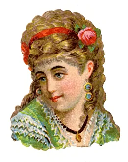 Victorian scrap, Head and shoulders of woman Victorian scrap, Head and shoulders of woman