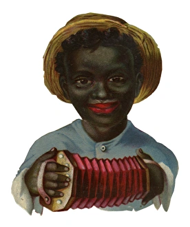 Victorian Scrap, little boy playing concertina Victorian Scrap, little boy playing concertina