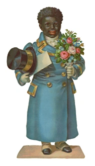 Victorian Scrap, man with bouquet of flowers Victorian Scrap, man with bouquet of flowers