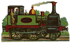 Vintage Train Locomotive Prints: Victorian Scrap, steam engine