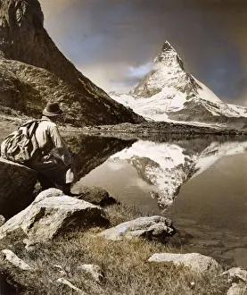 View of Matterhorn from lake at foot of Riffelhorn, Zermatt View of Matterhorn from lake at foot of Riffelhorn, Zermatt