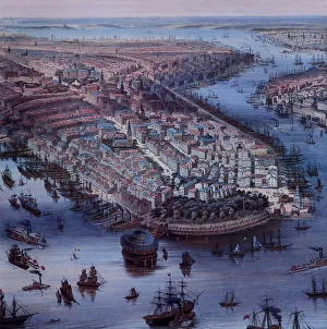 View of New York City 1849 and Waterways Date: 1849 View of New York City 1849 and Waterways Date: 1849