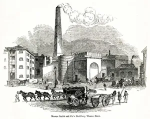 View outside a distillery, Thames Bank, south-west London View outside a distillery, Thames Bank, south-west London