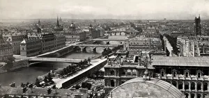 View of Paris city centre along River Seine, France View of Paris city centre along River Seine, France