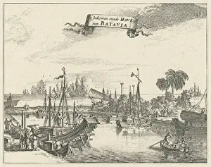 Java Indonesia Prints: View of the port of Jakarta, Java, Indonesia
