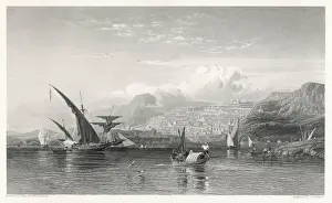 Historic Greek Cityscape Prints: View of Salonica Harbour