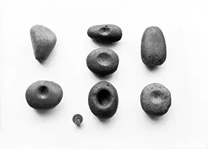 White Background Stones Prints: A view of stone lammers against a white background