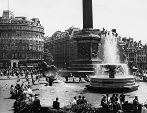 View of Trafalgar Square and fountain, London View of Trafalgar Square and fountain, London