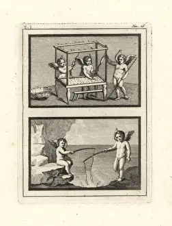 Antiquities Of Herculaneum Prints: Vignettes of Cupids playing and working