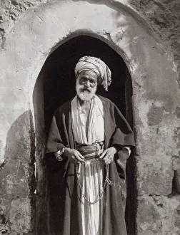Village chief or sheikh with beads, Palestine, Israel Village chief or sheikh with beads, Palestine, Israel