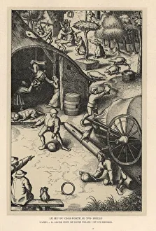 Villagers playing croquet or clos-porte, 16th century Villagers playing croquet or clos-porte, 16th century